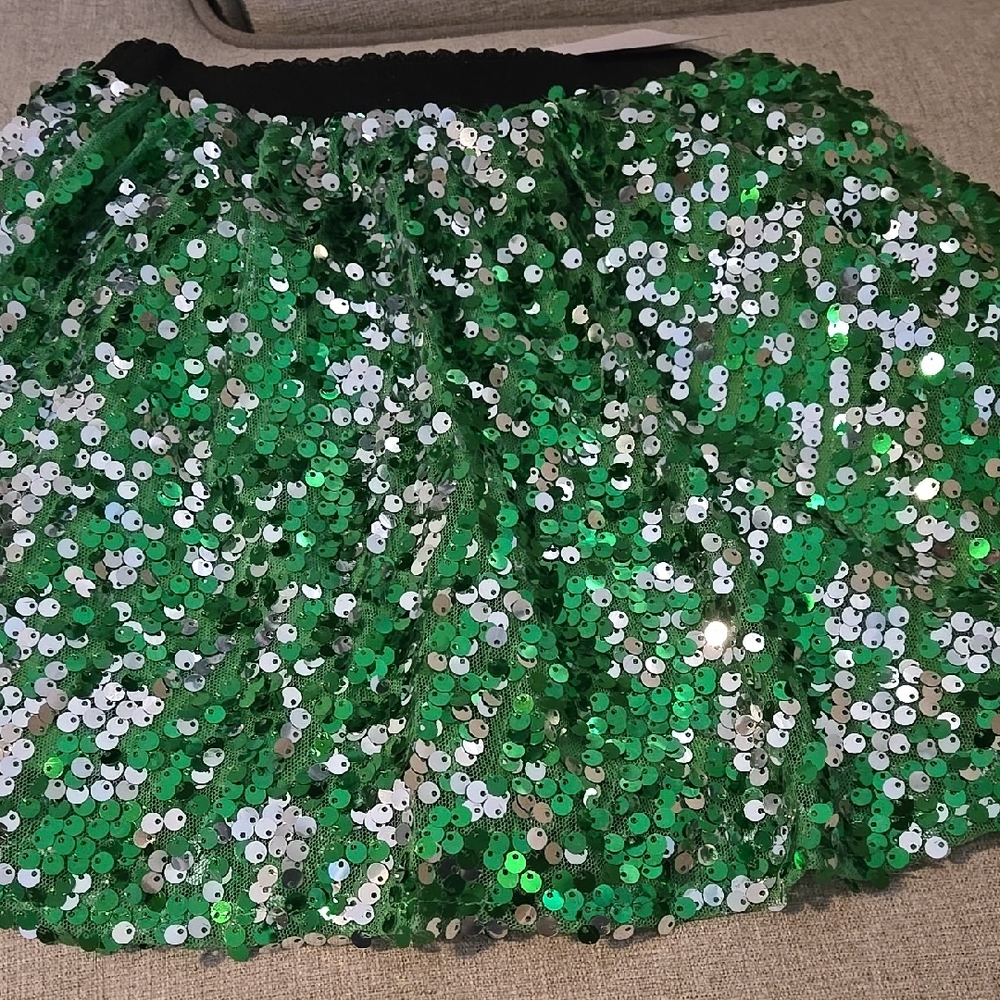 Girls green sequin skirt